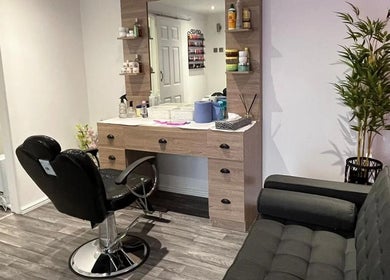 Stylish interior at Mist Beauty, Southend-on-sea, England, GB showcasing hair styling station.