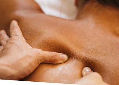 Close-up of a relaxing back massage at Mbuya Therapy, Pontypridd, Wales, GB, enhancing wellness and relaxation.