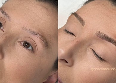 Before and after eyebrow transformation at Grace Brows & Beauty, Penrith, New South Wales, AU.