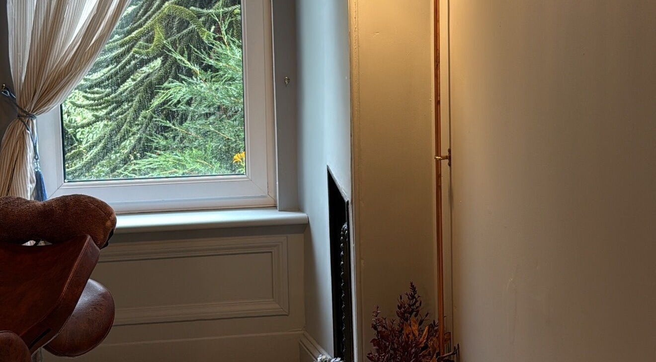 Tranquil corner with a window view at Peaches & Pearls Studio, Dundee, Scotland, GB.