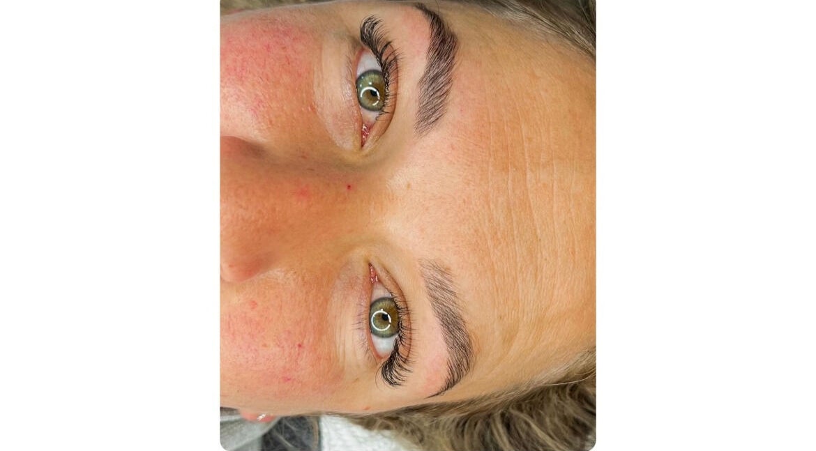 Detailed view of expertly styled brows and lashes at Studio Brows and Lashes, Gqeberha, Eastern Cape, ZA.
