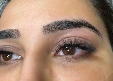 Beautifully styled eyebrows and lashes at Haru Beauty (Salon base) in Wigan, England, GB.