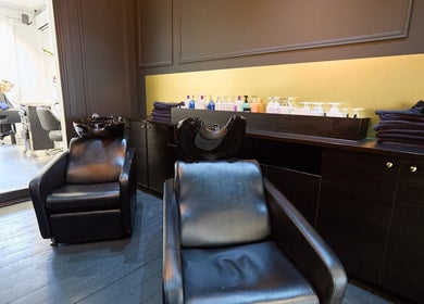 Chic salon chairs and wash station at Jade Clifton Hair in Paddington, New South Wales, AU.