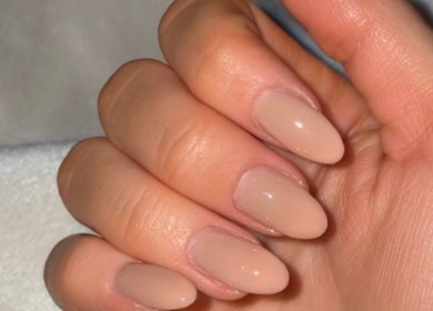 Elegant nude manicure at Katies Beauty Room, Weston-super-mare, England, GB.