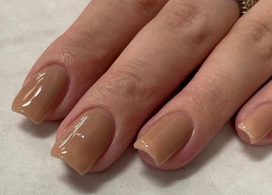 Neutral gel nails manicure at Katies Beauty Room, Weston-super-mare, England, GB.