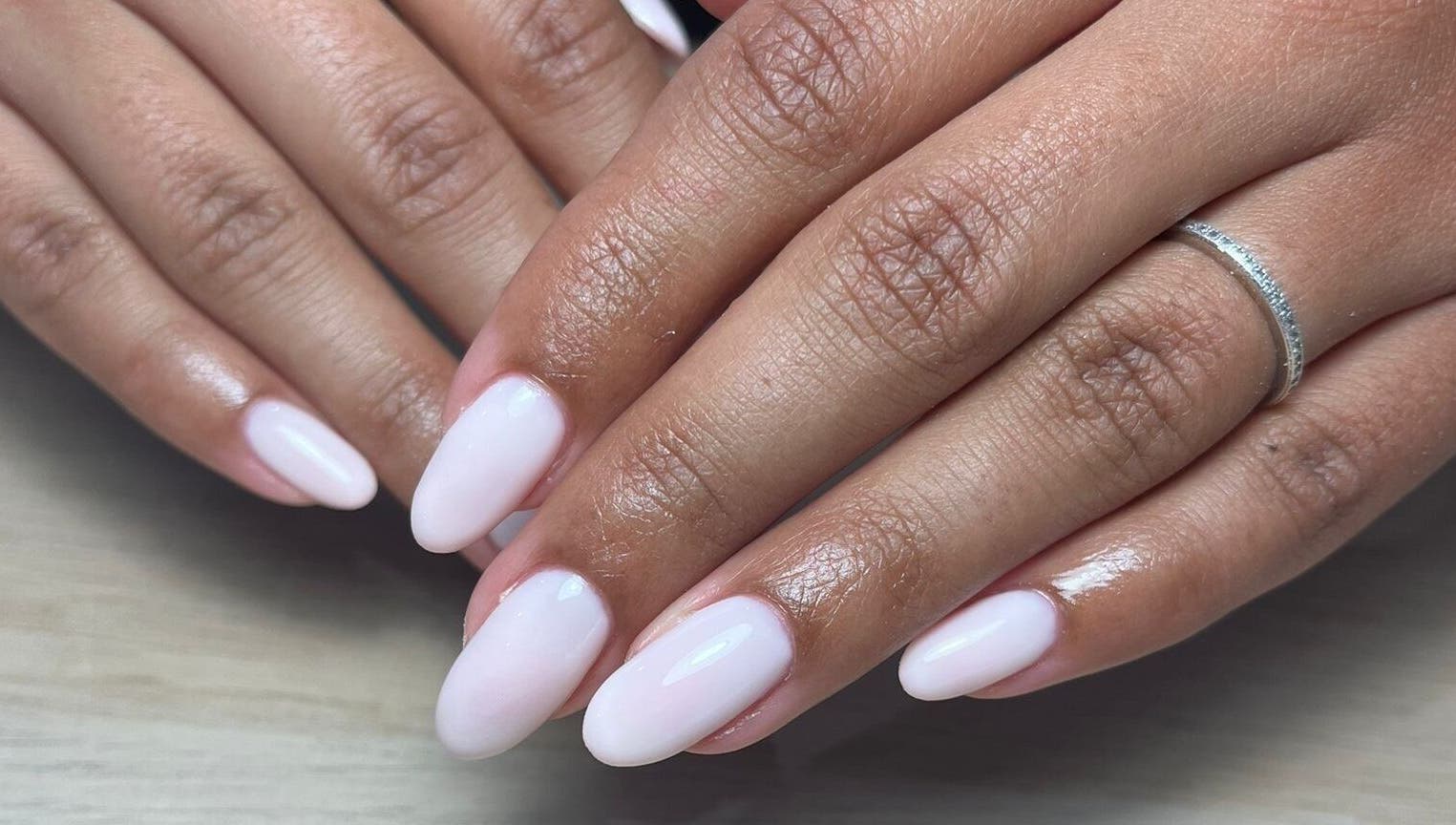Elegant nail art at Maybe Beauty Studio, Tadcaster, England, GB. Featuring polished, manicured hands.