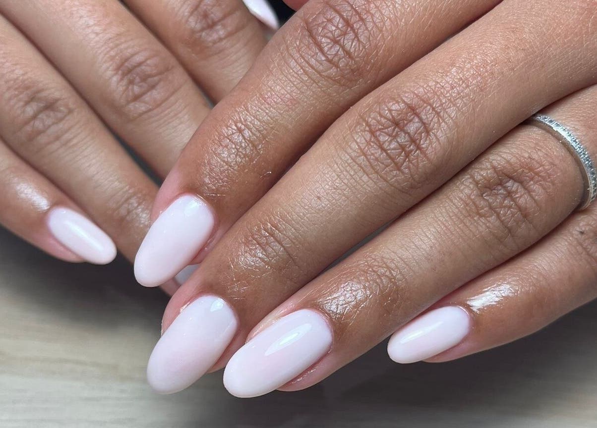 Elegant nail art at Maybe Beauty Studio, Tadcaster, England, GB. Featuring polished, manicured hands.