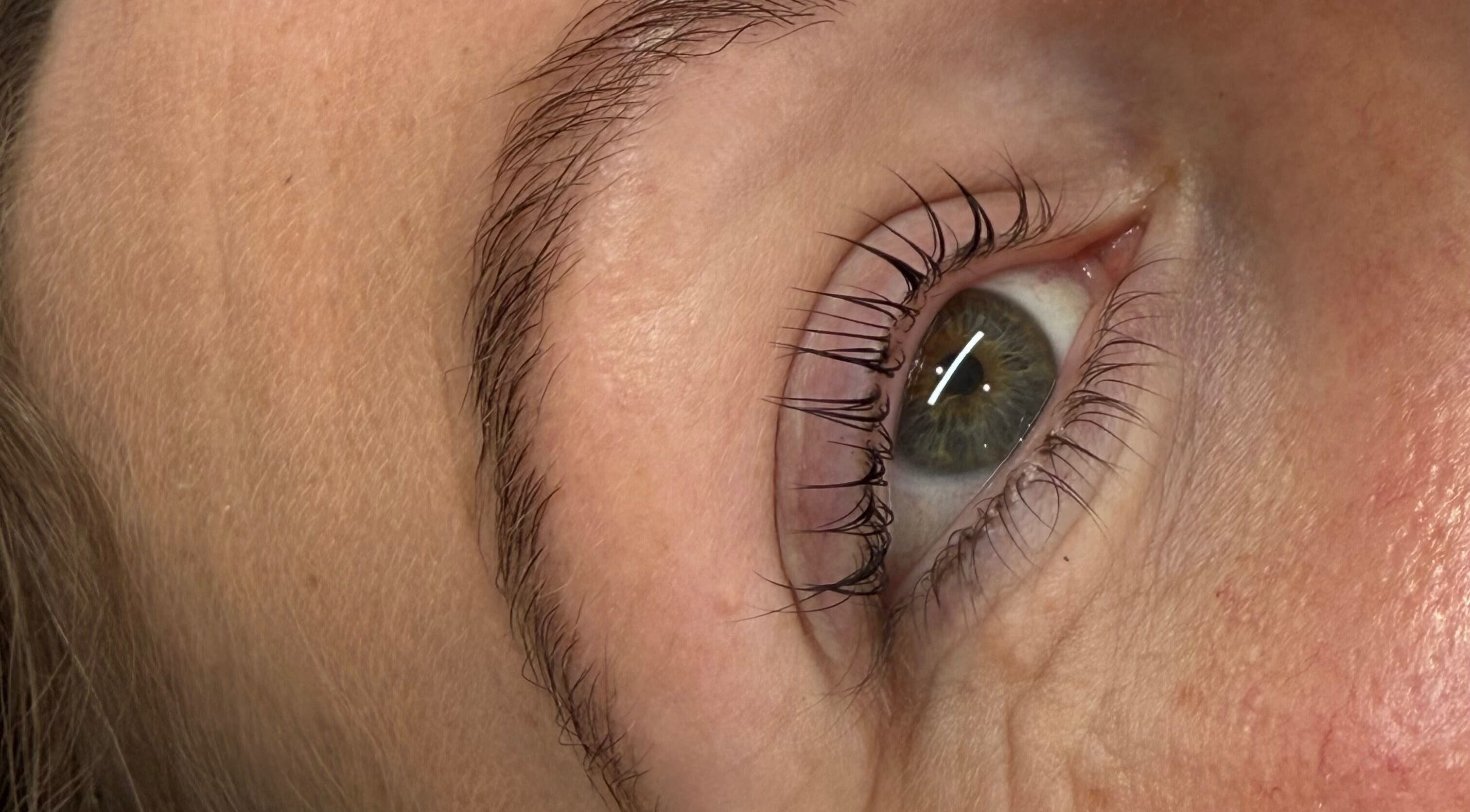 Close-up of styled eyelashes at Maybe Beauty Studio, Tadcaster, England, GB.