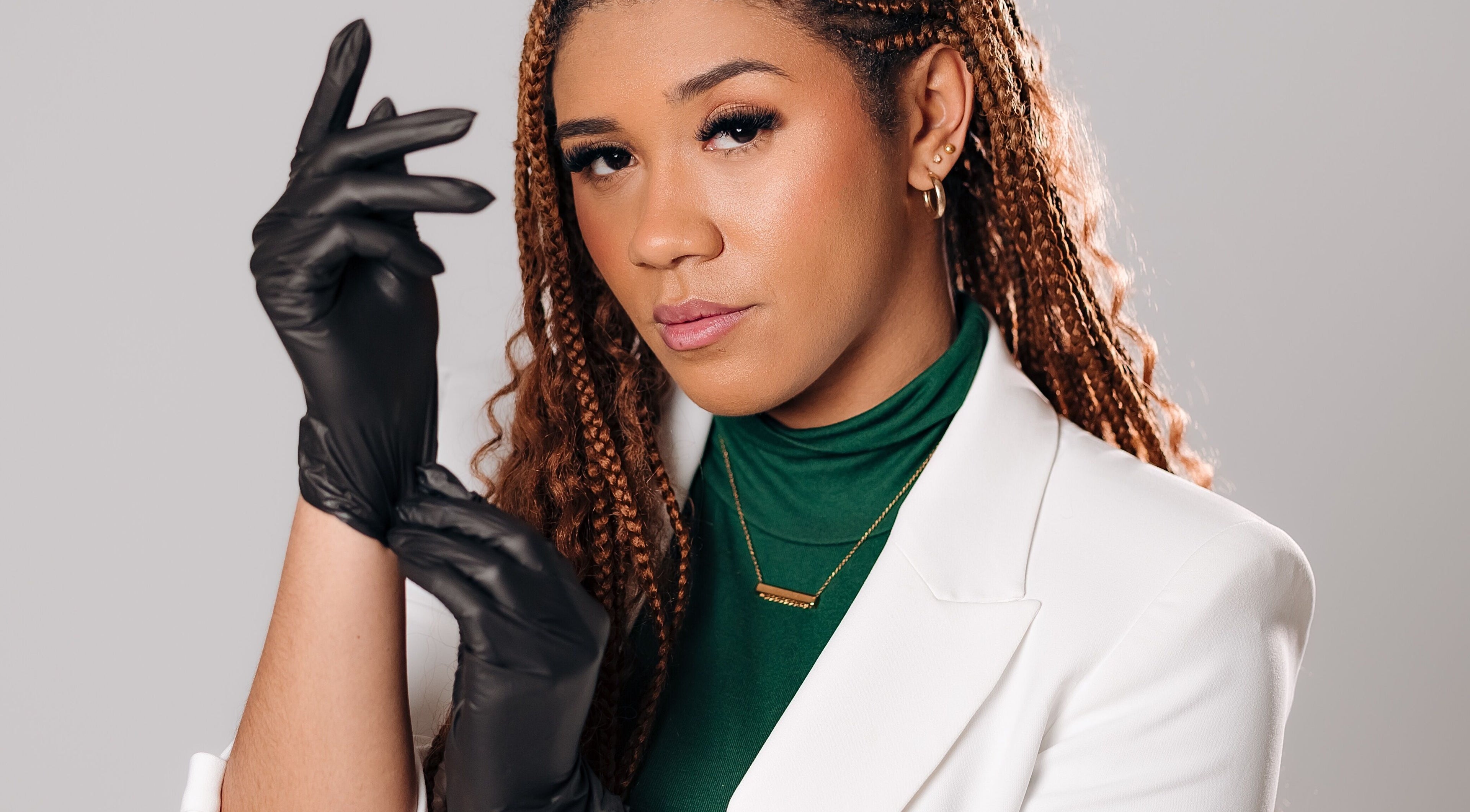 A professional at Gyulya Yelaiah Beauty and Academy, Dublin preparing for a beauty treatment.