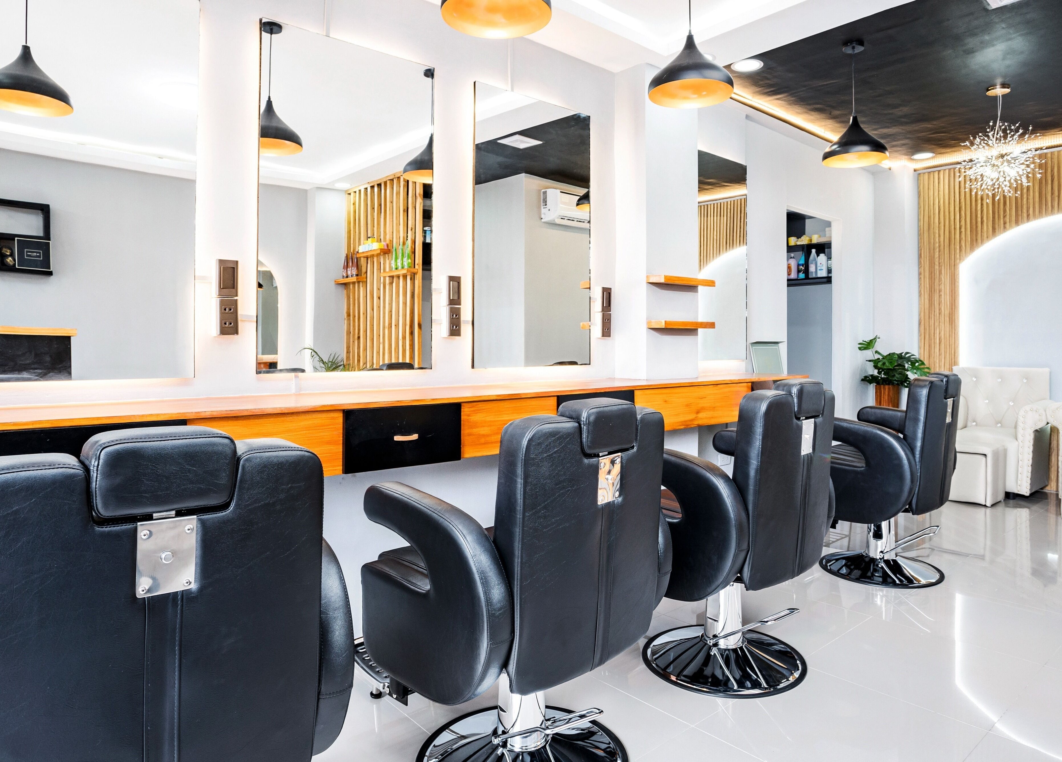 Modern interior of Slick and Dapper Barbershop and Salon Capitol in Cebu City, Central Visayas, PH.