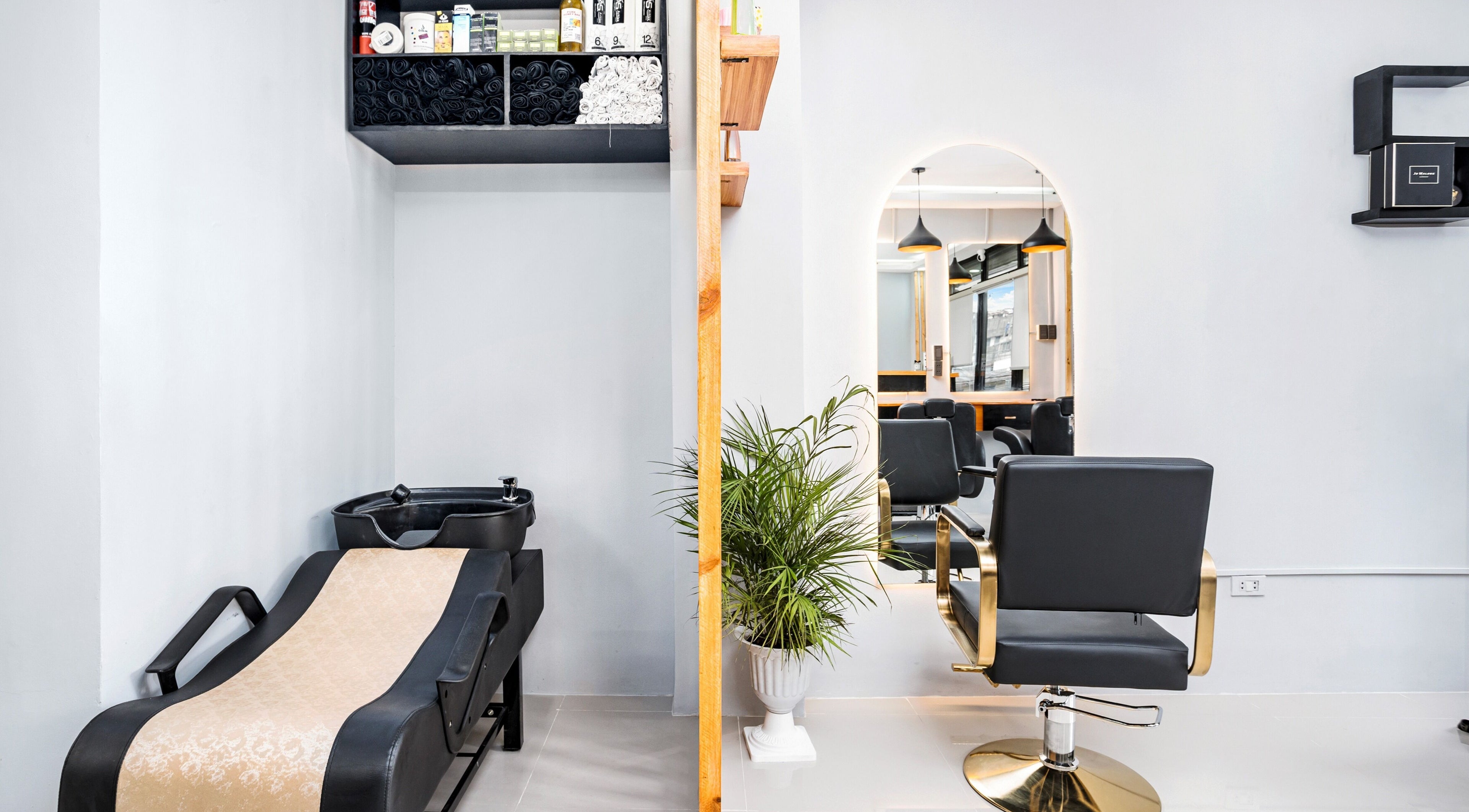 Modern styling chair and wash station at Slick and Dapper Barbershop and Salon Capitol, Cebu City, Central Visayas, PH.