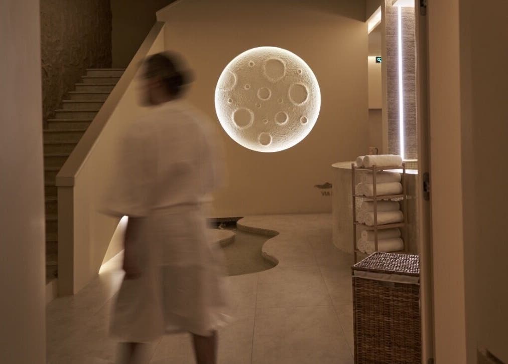 Elegant spa interior at Via Sand Spa | Men, Riyadh, featuring calming lighting and plush amenities.