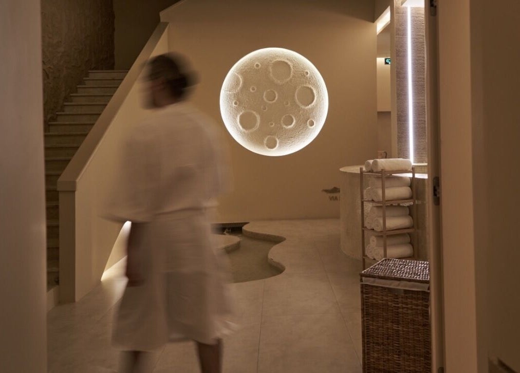 Elegant spa interior at Via Sand Spa | Men, Riyadh, featuring calming lighting and plush amenities.