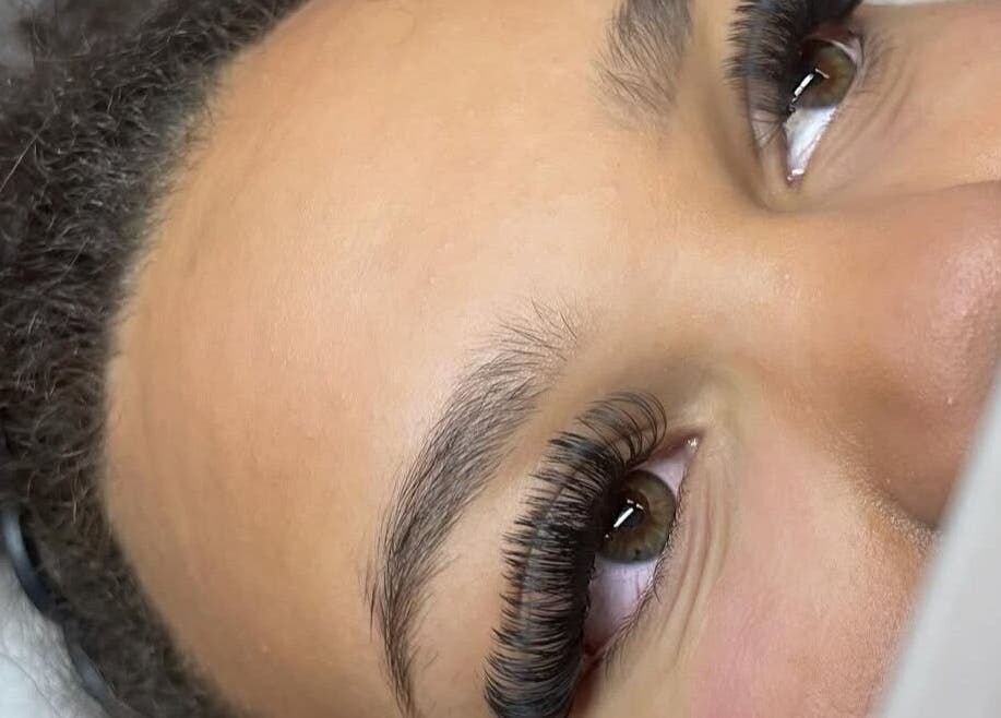 Close-up of eyelash extensions at HC BEAUTY, Rossendale, England, GB.