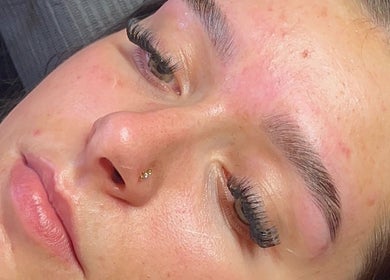 Close-up of eyelash extensions at EM Beauty And Massage, Dereham, England, GB.