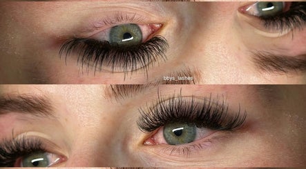 Close-up of dramatic eyelash extensions at Bbys Lashes & Nails, Sheffield, England, GB showcasing natural beauty.