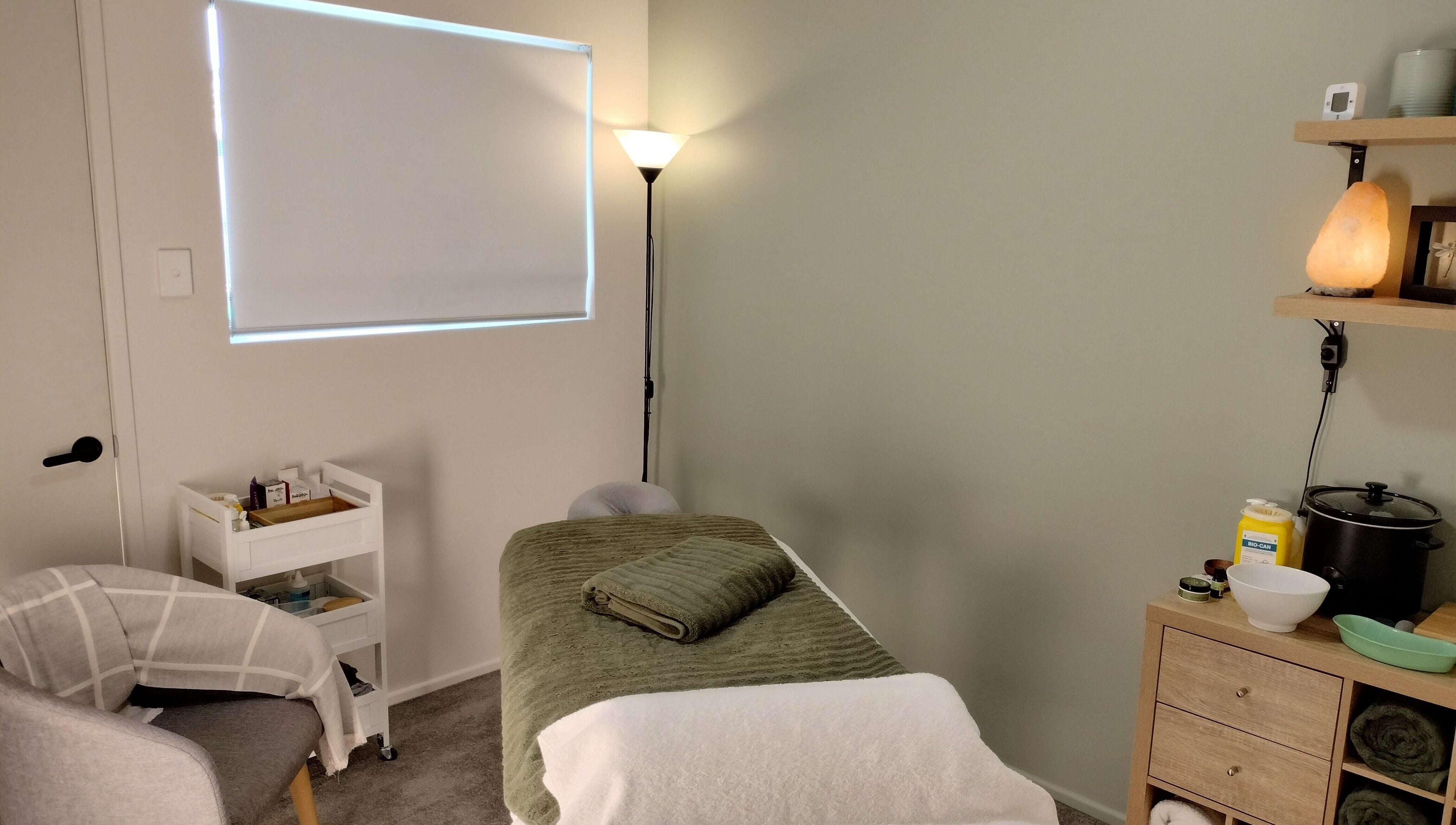 Elegant therapy room at Angela Harvey Neuromuscular Therapist, Glass House Mountains, Queensland, AU.