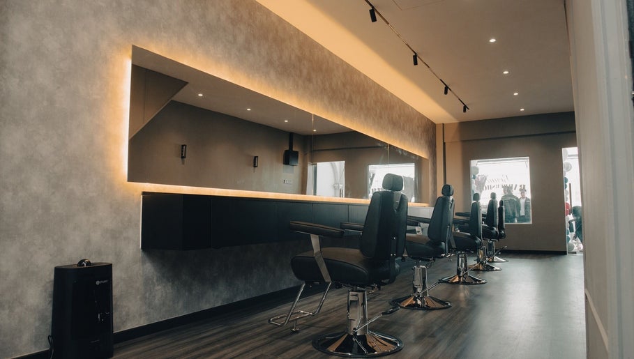 Modern barber chairs at Bruno Barbershop (1st Outlet), George Town, Pulau Pinang, MY, ready for clients.