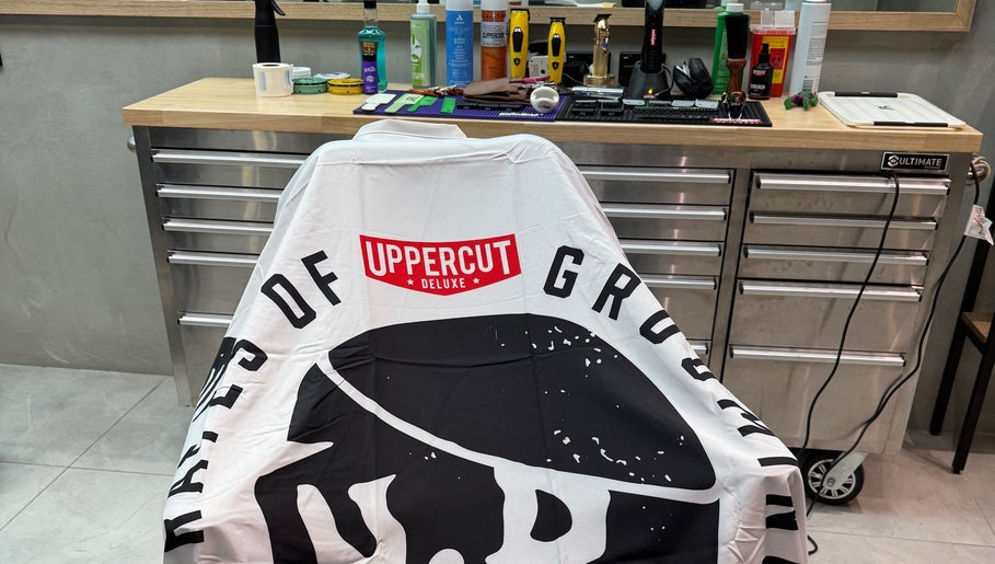 Barber chair and tools at Admir the Barber in Melbourne, Victoria, AU.