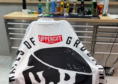 Barber chair and tools at Admir the Barber in Melbourne, Victoria, AU.