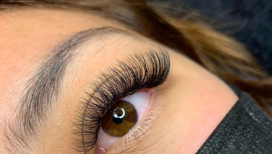 Close-up of eyelash extensions at Sleeping Beauty by Phoebe, Melbourne, Victoria, AU.