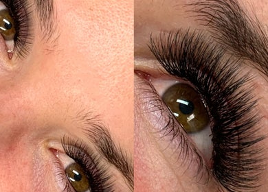 Eyelash extensions at Sleeping Beauty by Phoebe in Melbourne, Victoria, AU showcasing full, dramatic results.