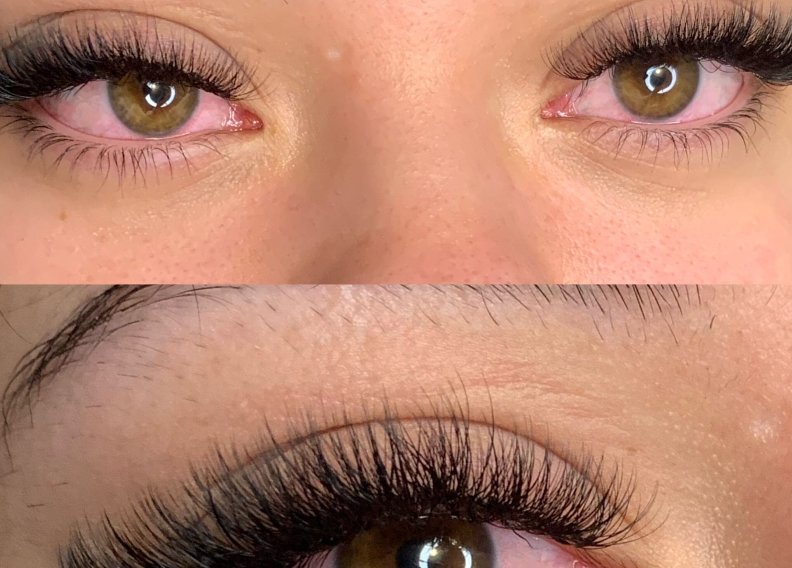 Close-up of lush eyelash extensions by Sleeping Beauty by Phoebe in Melbourne, Victoria, AU.