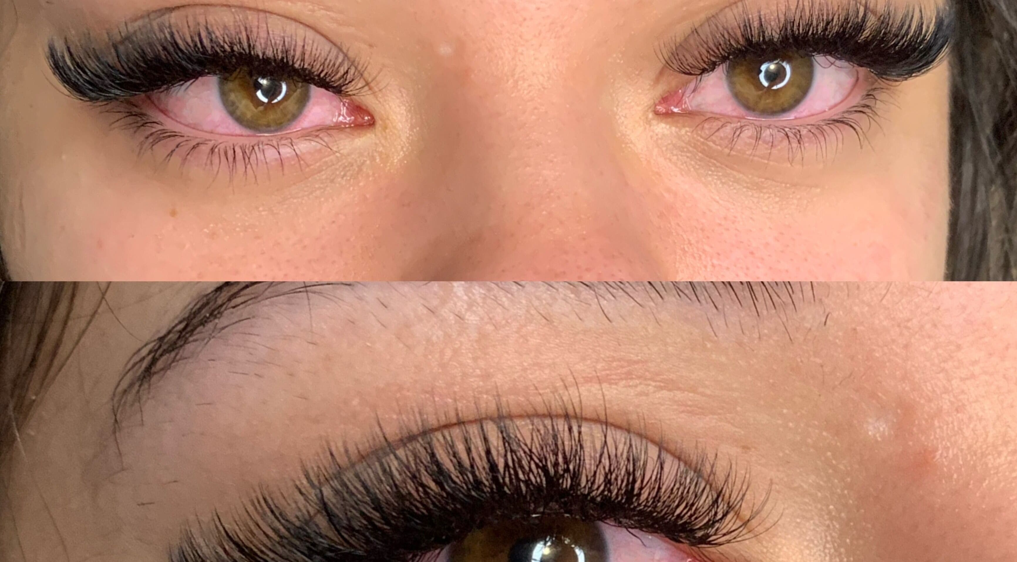 Close-up of lush eyelash extensions by Sleeping Beauty by Phoebe in Melbourne, Victoria, AU.
