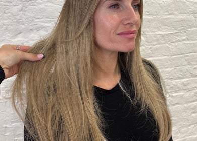 Elegant hair extensions styled at Molly May Extensions Hair Salon in Gainsborough, England, GB.