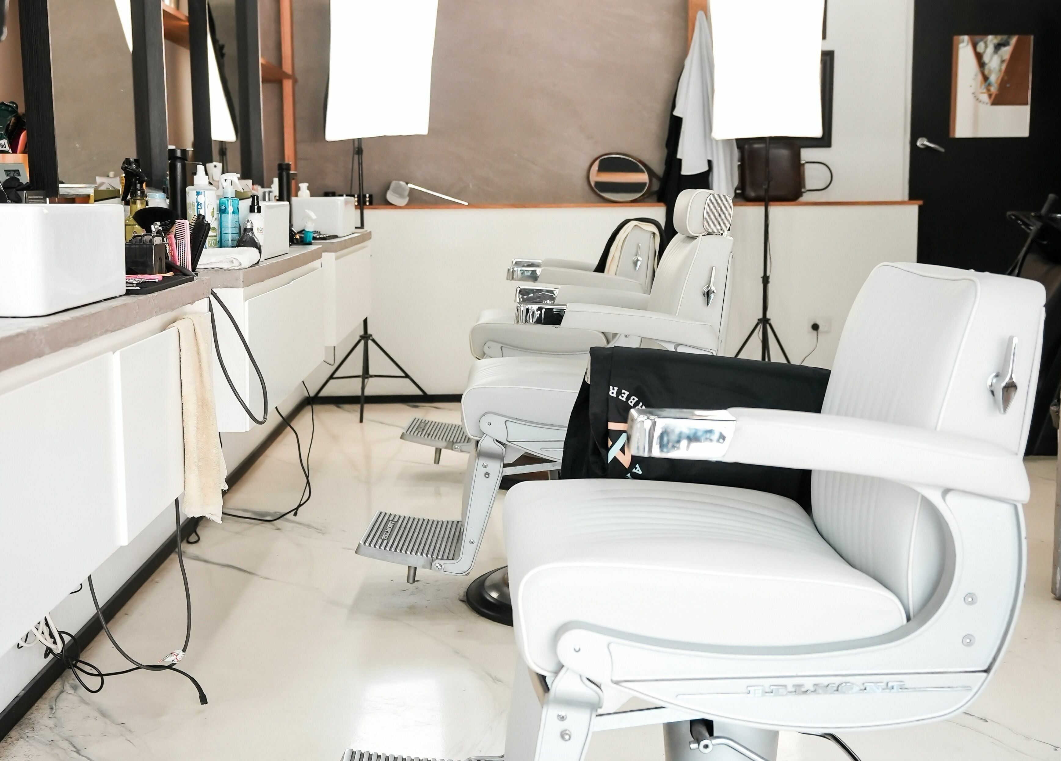Stylish barber chairs at Caulfield North - Another Man Barber and Shop, Melbourne, Victoria, AU.