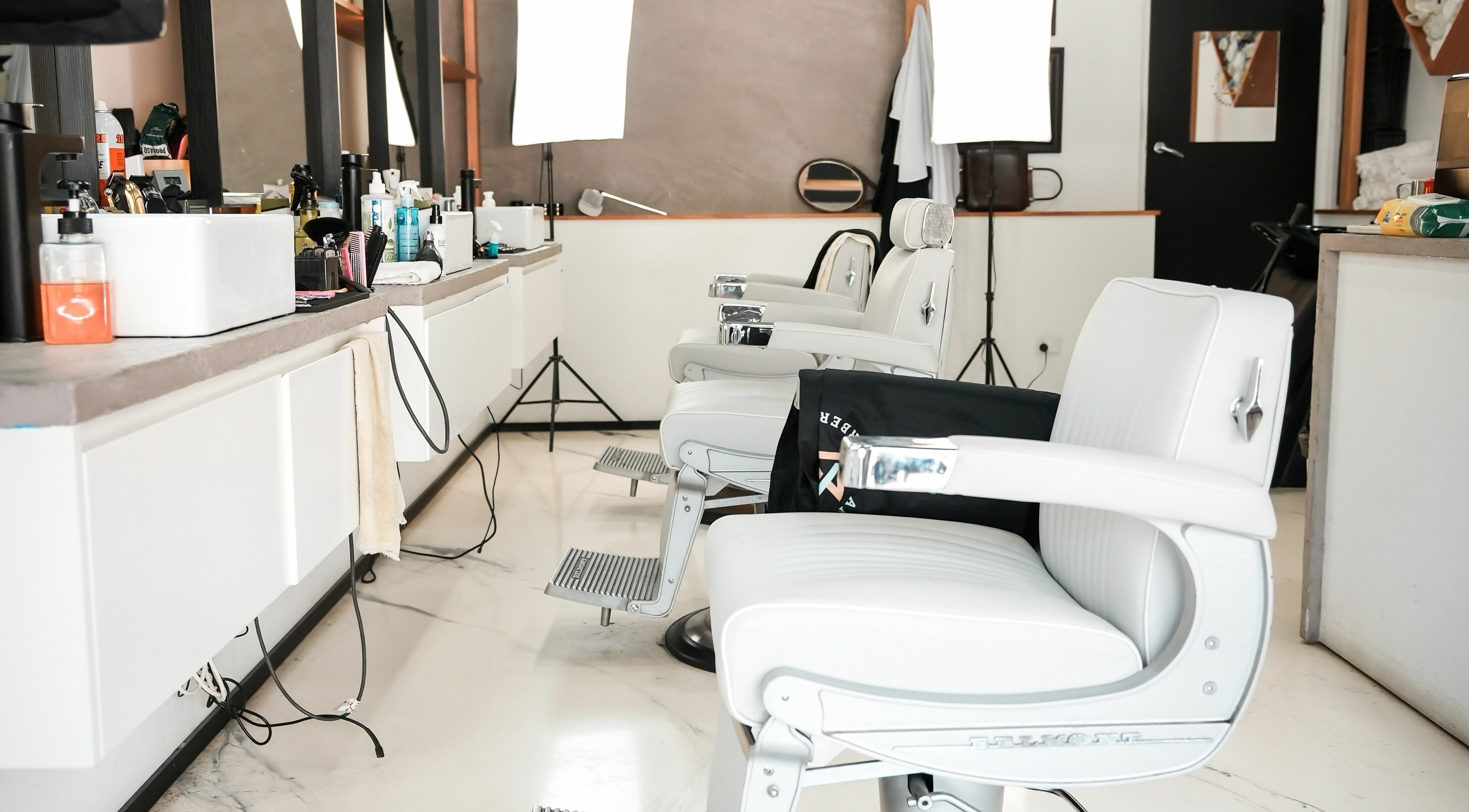 Stylish barber chairs at Caulfield North - Another Man Barber and Shop, Melbourne, Victoria, AU.