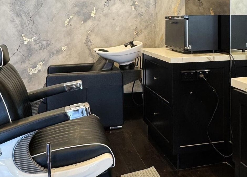 Stylish barber chair and sink at Kew - Another Man Barber & Shop in Melbourne, Victoria, AU.