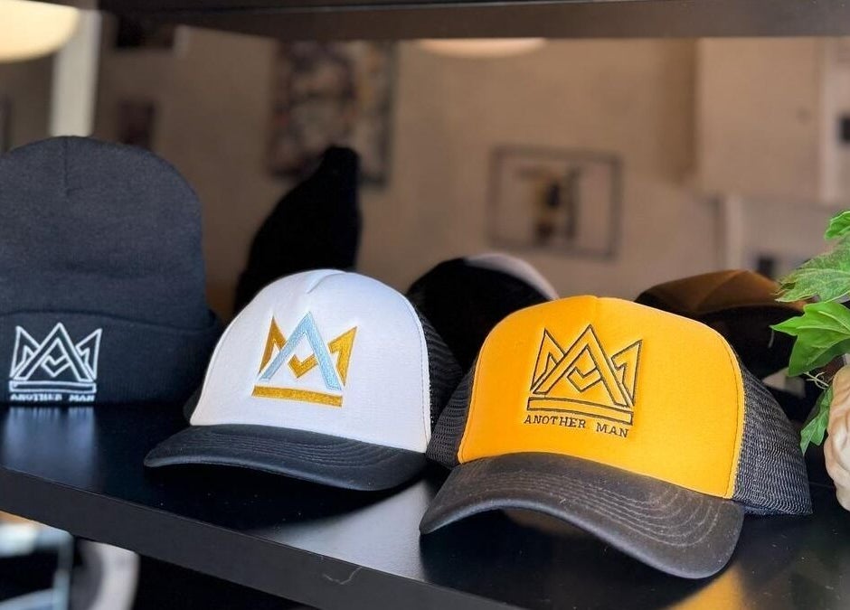 Hats on display at Kew - Another Man Barber & Shop, Melbourne, Victoria, AU. Trendy colors and designs.