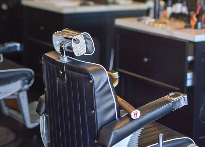 Elegant barber chair at Kew - Another Man Barber & Shop, Melbourne, Victoria, AU.