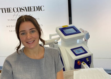 Smiling beautician at The Beauty Room by Victoria, Chelmsford, England, GB with advanced cosmetic equipment.