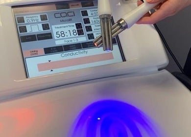 Advanced facial treatment device at The Beauty Room by Victoria, Chelmsford, England, GB showcasing skincare technology.