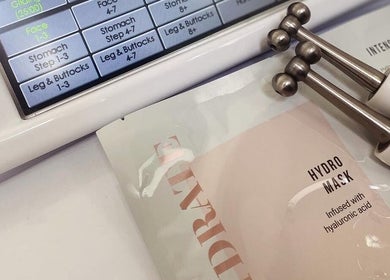 Skincare tools and hydrating mask at The Beauty Room by Victoria, Chelmsford, England, GB.