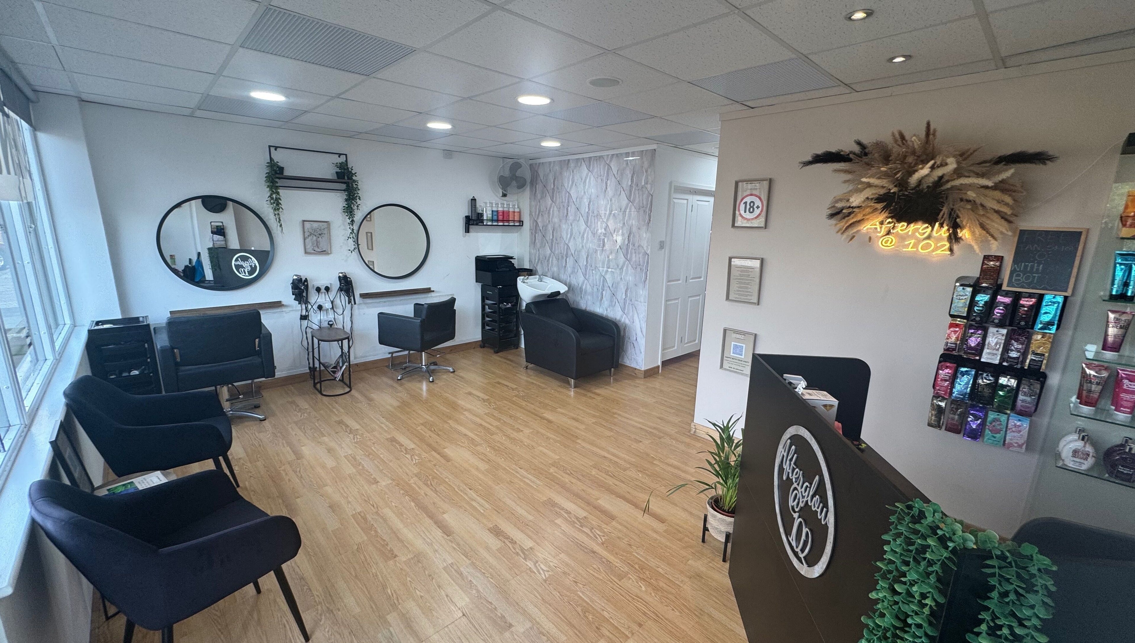 Modern interior of Afterglow at 102 in Fareham, England, GB with stylish seating and decor.