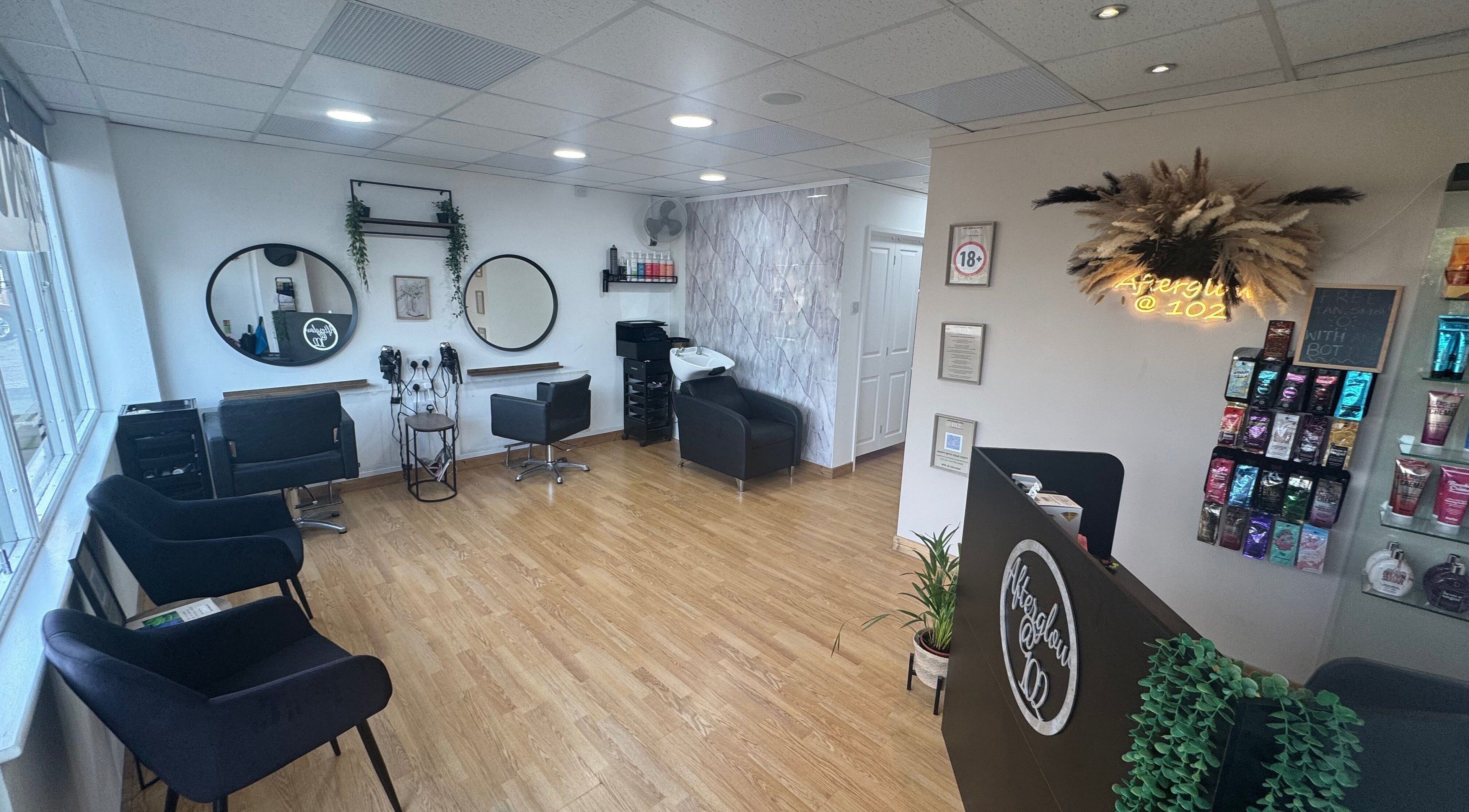 Modern interior of Afterglow at 102 in Fareham, England, GB with stylish seating and decor.