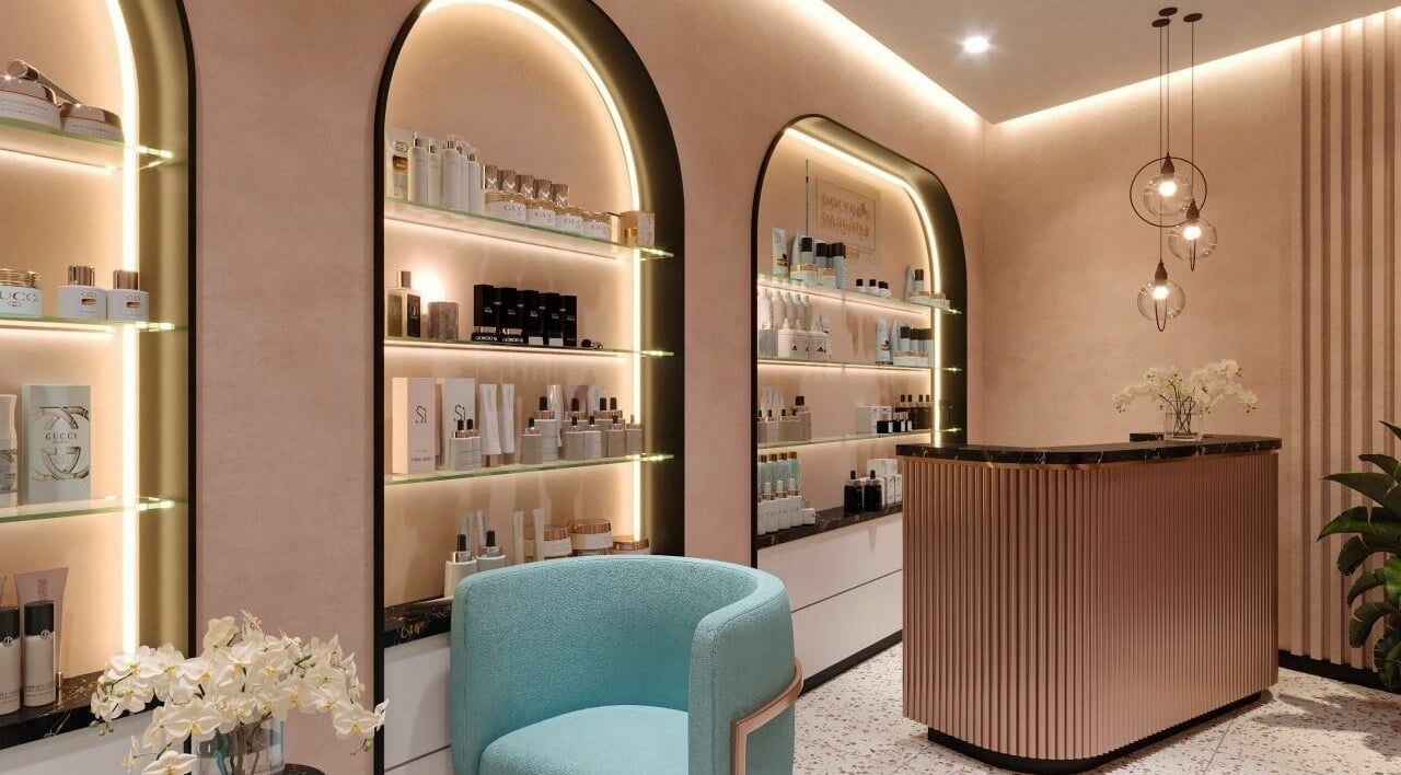 Euphoria Spa in London, England offers a tranquil reception with elegant lighting and modern decor.