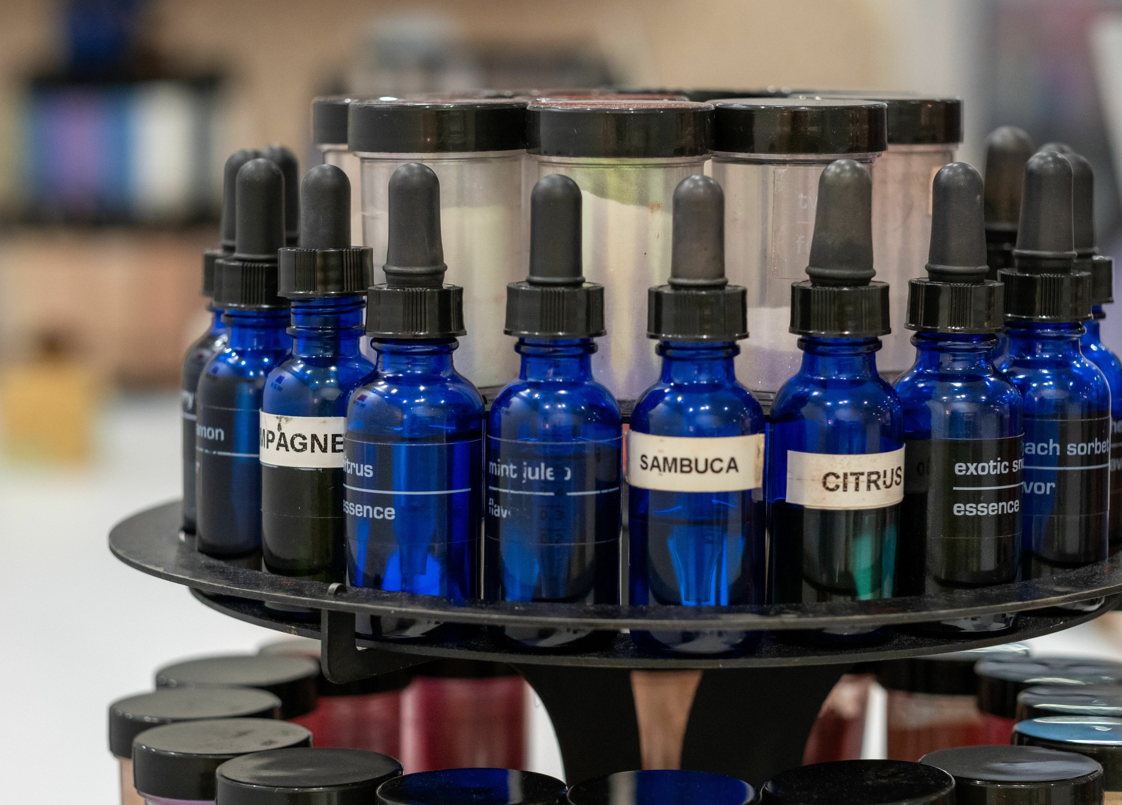 A selection of custom fragrance bottles at The Lip Lab, Perth, Western Australia, AU.