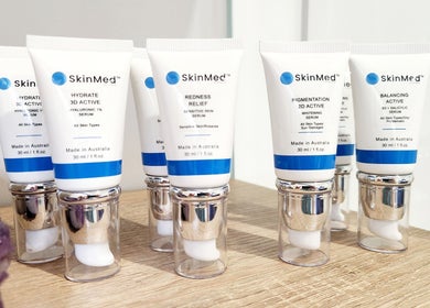 SkinMed serums at Youthful Glow Skin and Body Clinic, Mountain Creek, Queensland, AU.