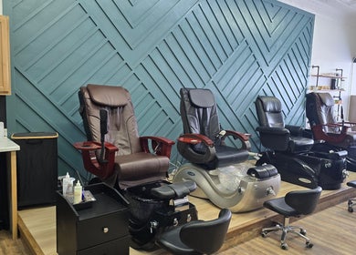 Luxury pedicure chairs at Beauty Revival, Ashland, Ohio, US, offering relaxing wellness services.
