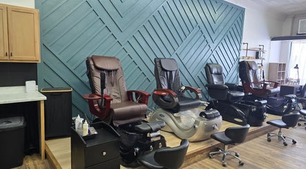 Luxury pedicure chairs at Beauty Revival, Ashland, Ohio, US, offering relaxing wellness services.