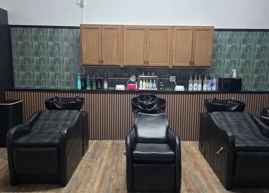 Sophisticated salon wash stations at Beauty Revival, Ashland, Ohio, US offering premium hair care.