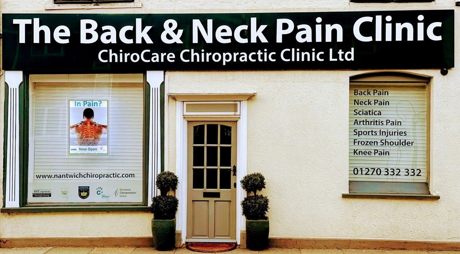 Restore Massage at The Nantwich Back & Neck Pain Clinic facade in Nantwich, England, GB.