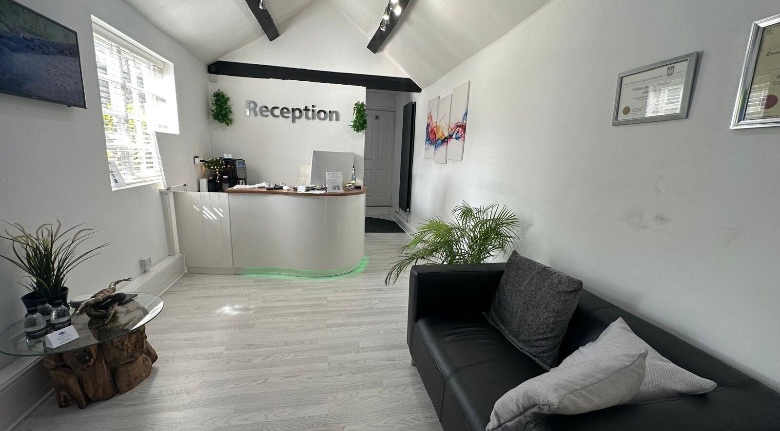 Reception area at RESTORE – Massage at The Nantwich Back & Neck Pain Clinic, Nantwich, England, GB.