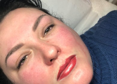 Close-up of client post-facial at JKA Glamour Beauty, Bray, County Wicklow, IE, with glowing skin.
