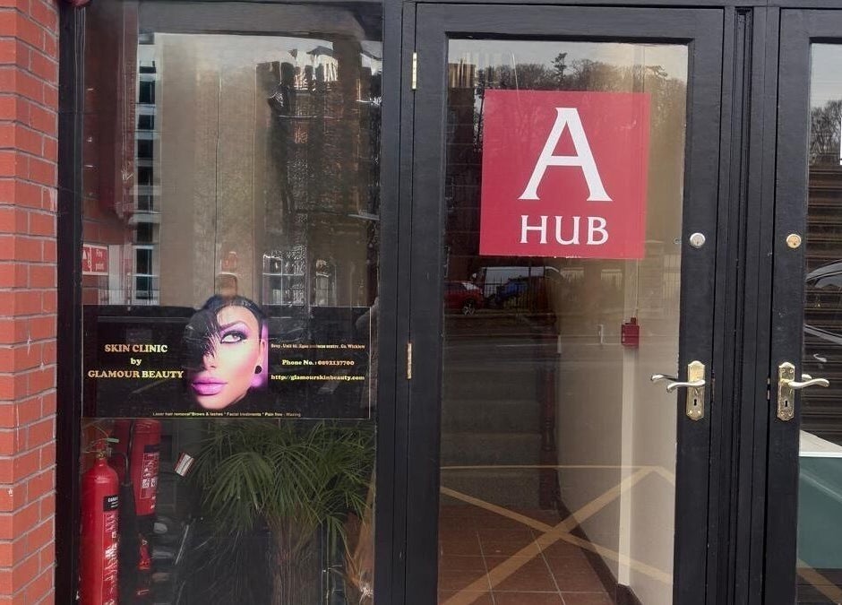 Entrance of Skin Clinic By Glamour Beauty in Bray, County Wicklow, IE, featuring elegant signage.