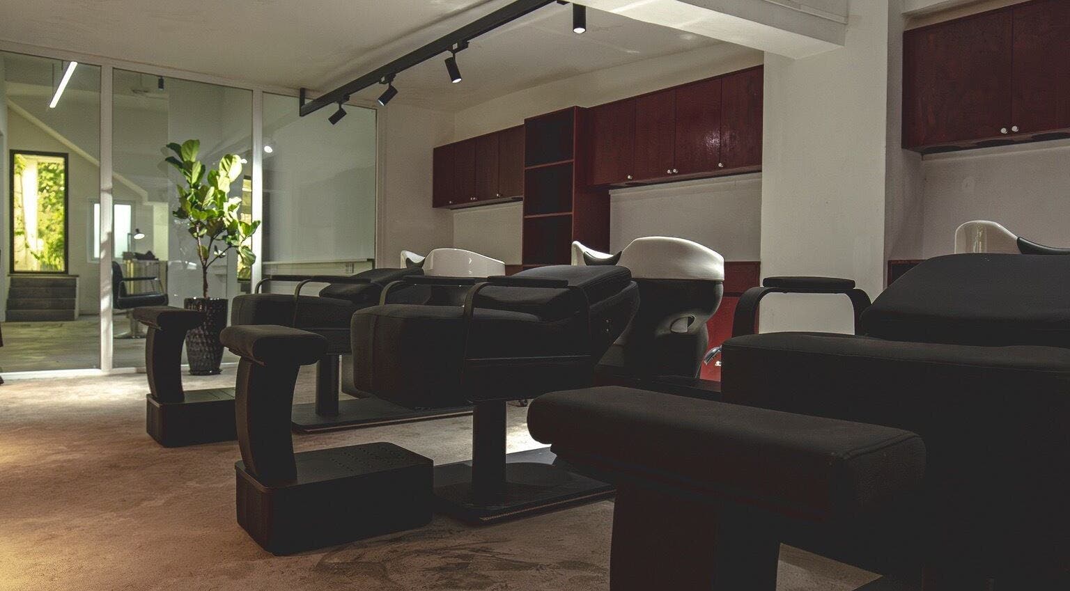 Modern haircutting chairs at Bangs and Nova in Thành Phố Hồ Chí Minh, Thành Phố Hồ Chí Minh, VN.